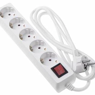 Сетевой фильтр 2E Surge protector 5XSchuko switch, 3G*1.5мм, 1.8м, white